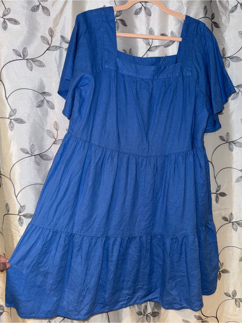 LOFT Cobalt Blue Square-Neck Tiered Midi Dress